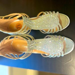 Forever silver rhinestone heels 7 1/2. SOLD